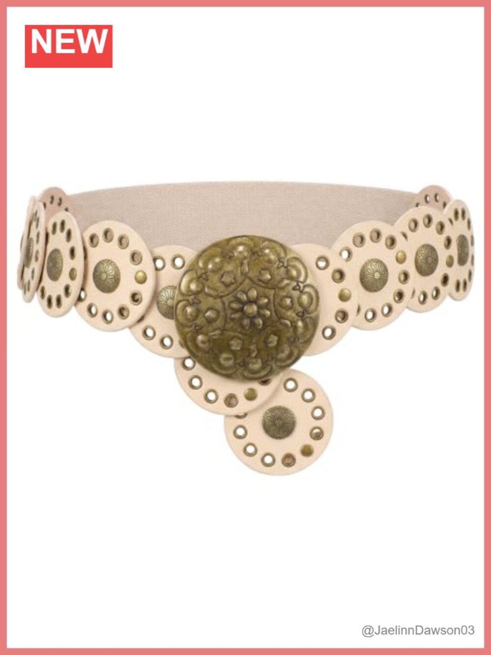 Western Belt with Concho Discs Adjustable Cowgirl Wide Waist Belt PU Leather